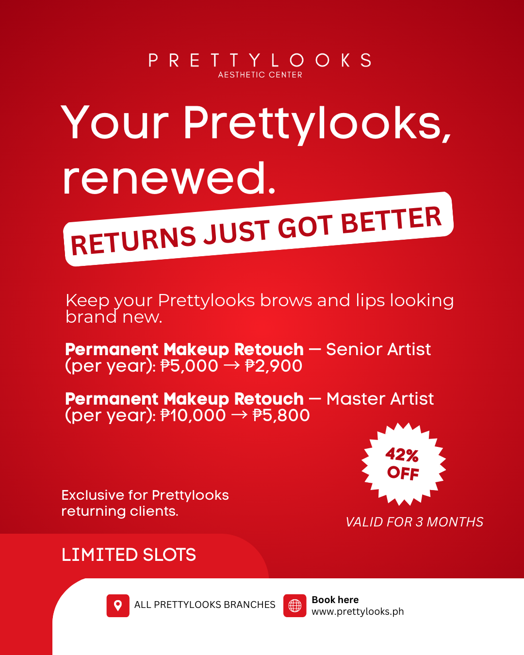 42% Off Retouch Fee for Any Permanent Makeup