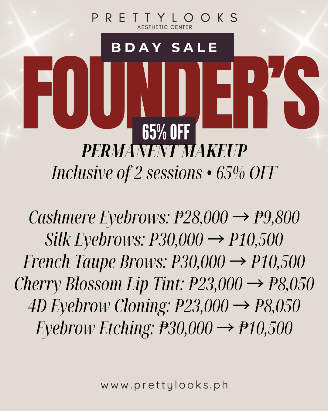 FOUNDER'S BIRTHDAY SALE 65% OFF