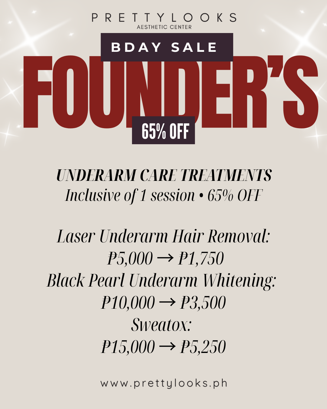 FOUNDER'S BIRTHDAY SALE 65% OFF