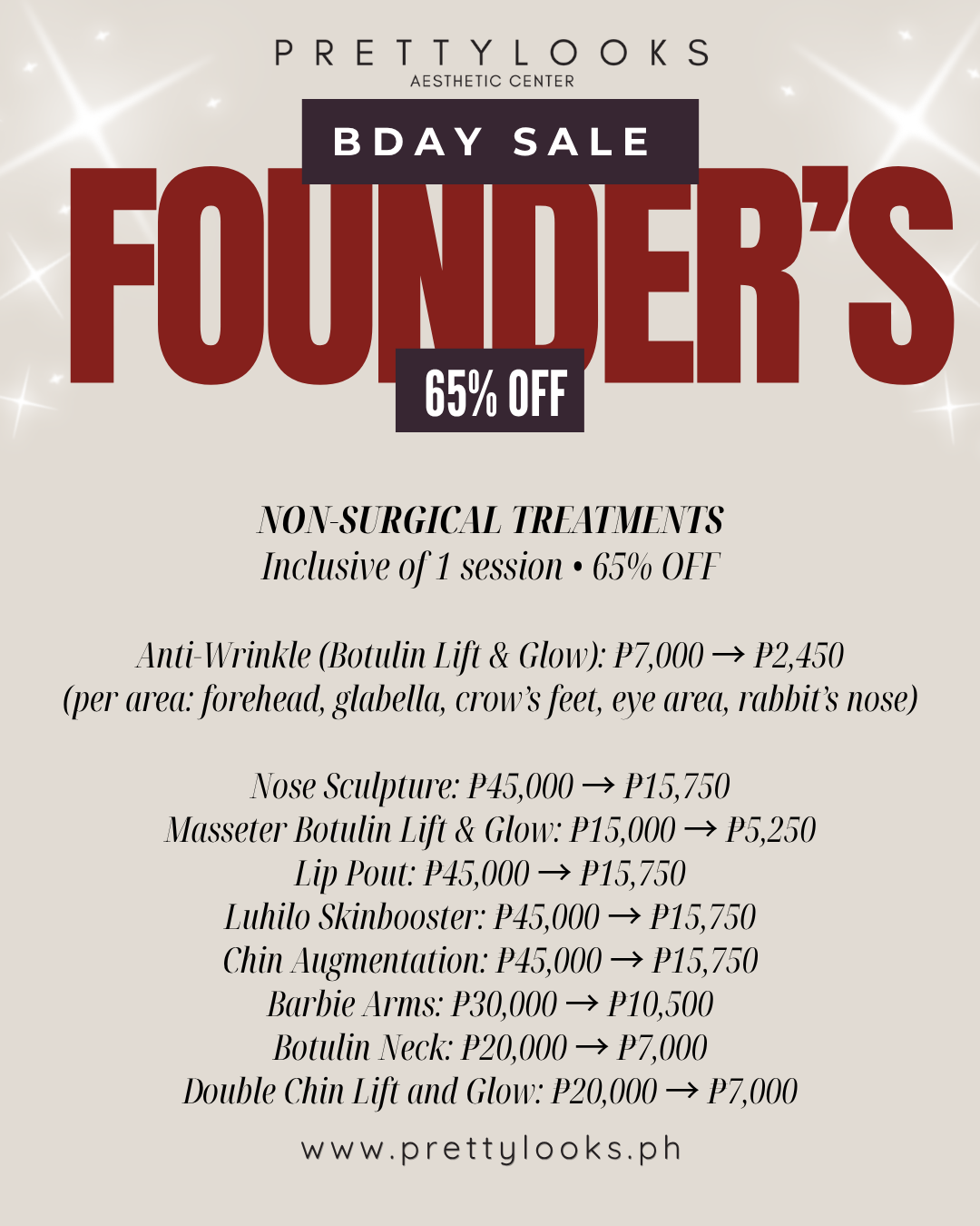 FOUNDER'S BIRTHDAY SALE 65% OFF