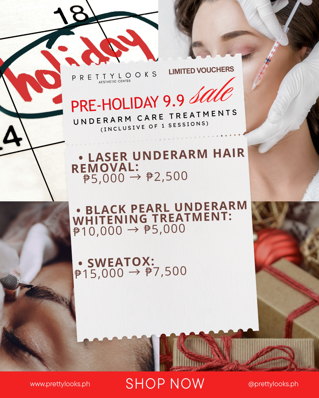9.9 Prettylooks Pre-Holiday 50% OFF Instant Face Enhancements & Facial Glow Treatments